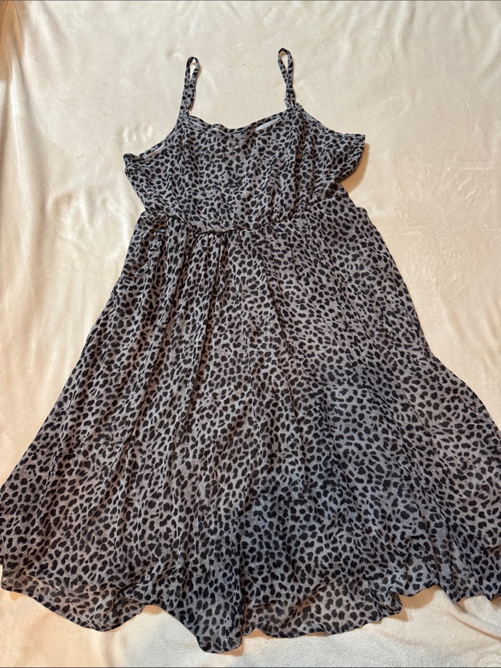 torrid Black and Gray Leopard Print Sundress with Spaghetti Straps